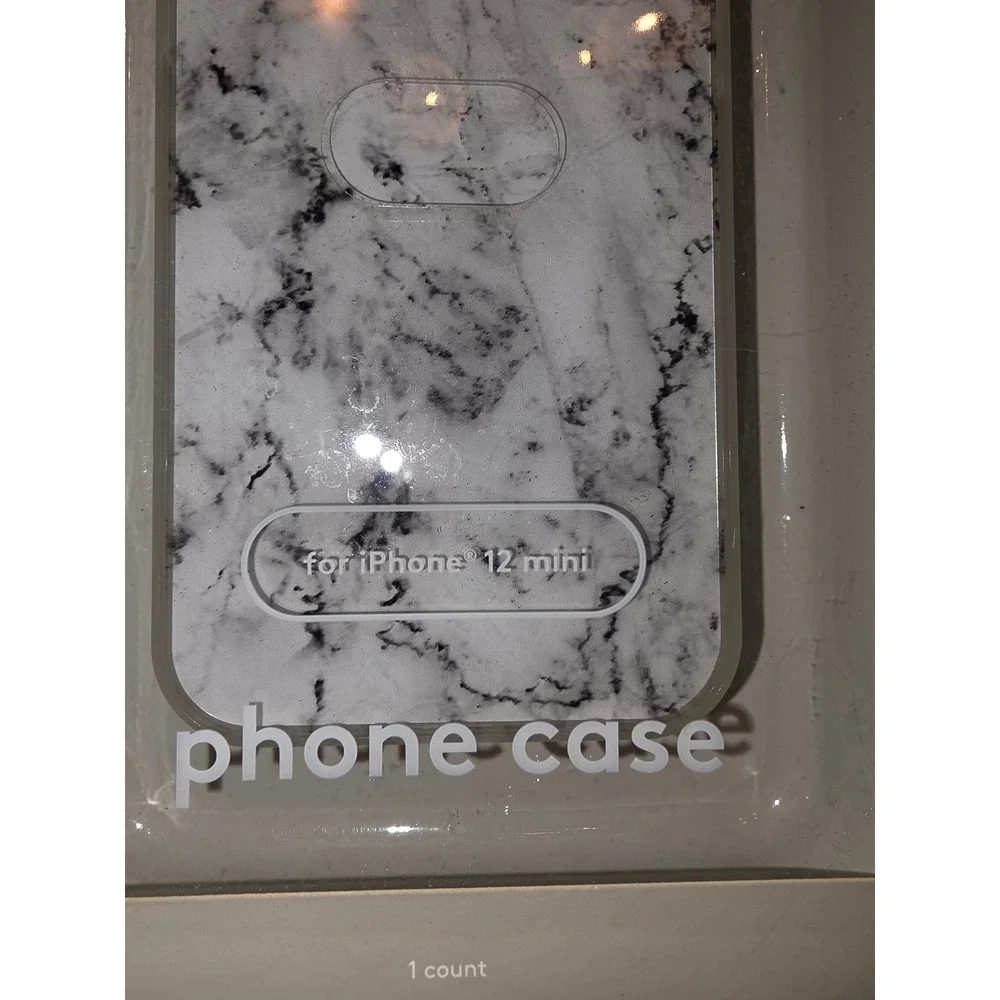 Heyday Apple iPhone 12 Mini Case White Grey Marble Stone Pattern Slim Hardshell